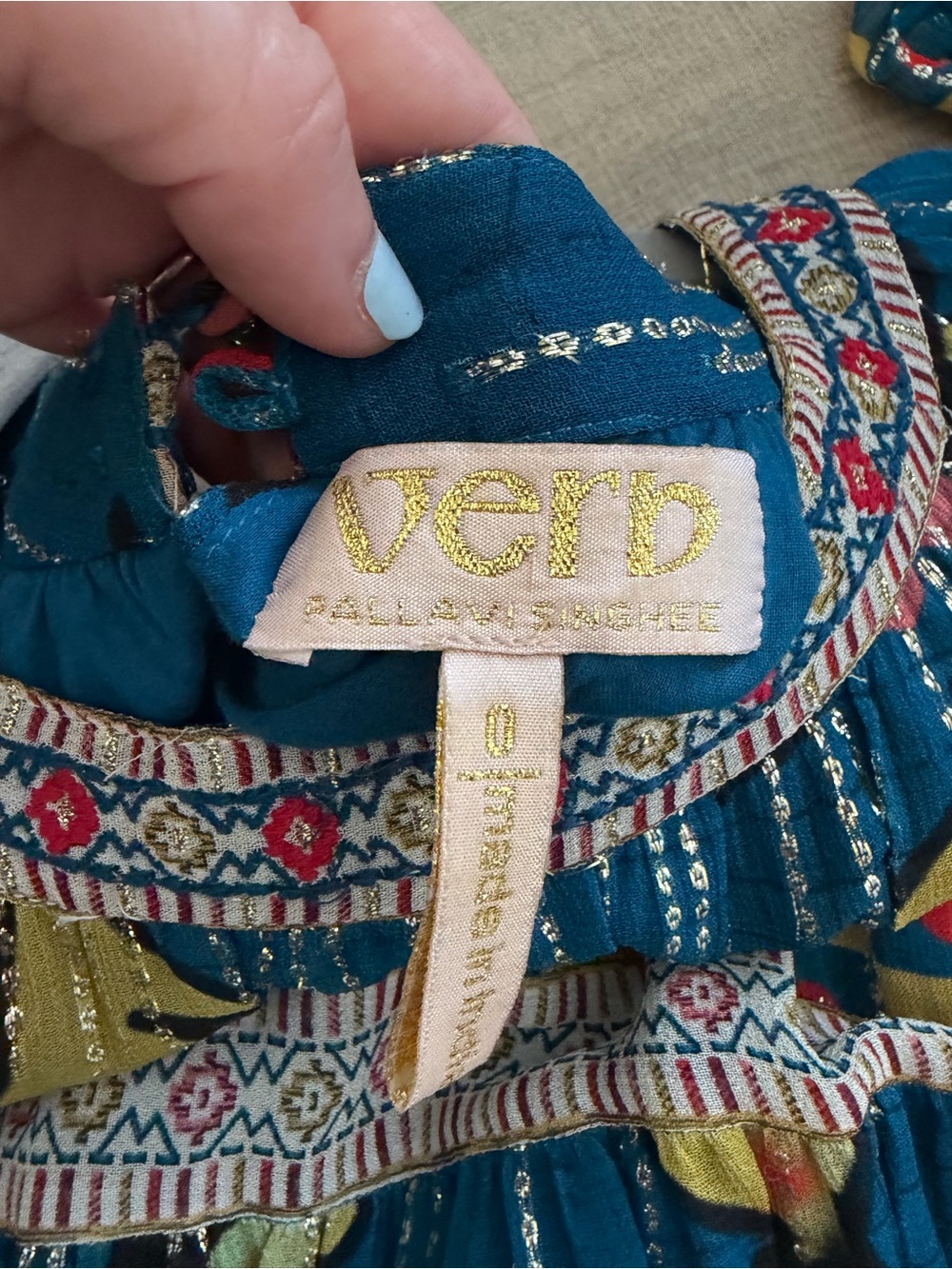 Anthropologie Verb Eulalia Shimmer Tunic Dress Hawaiian Blue Boho Cocktail Dress - Picture 7 of 11